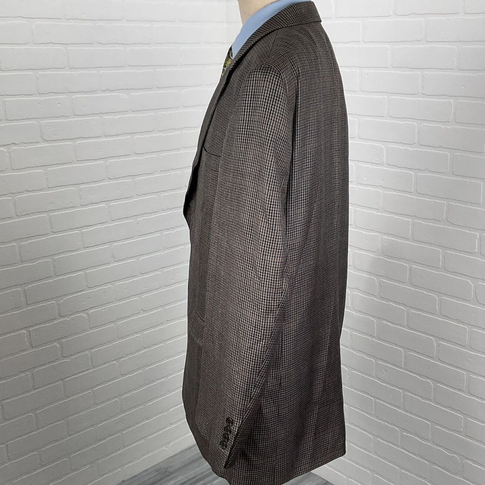 Chaps Blazer Men 48L Gray Gold Prince Edward Plaid Silk Career Classic Party - Picture 3 of 14